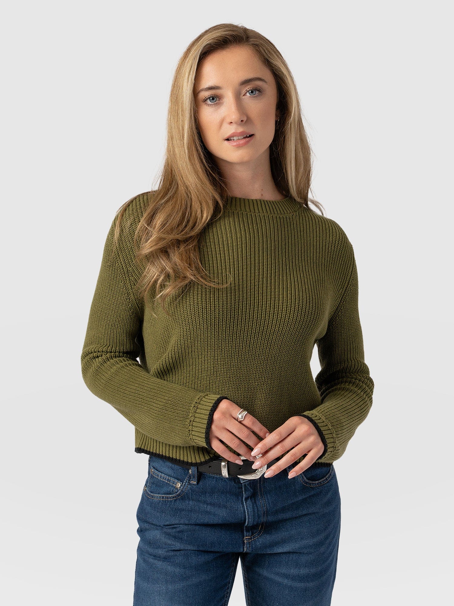 Remy Crop Sweater Khaki - Women's Sweaters | Saint + Sofia® US